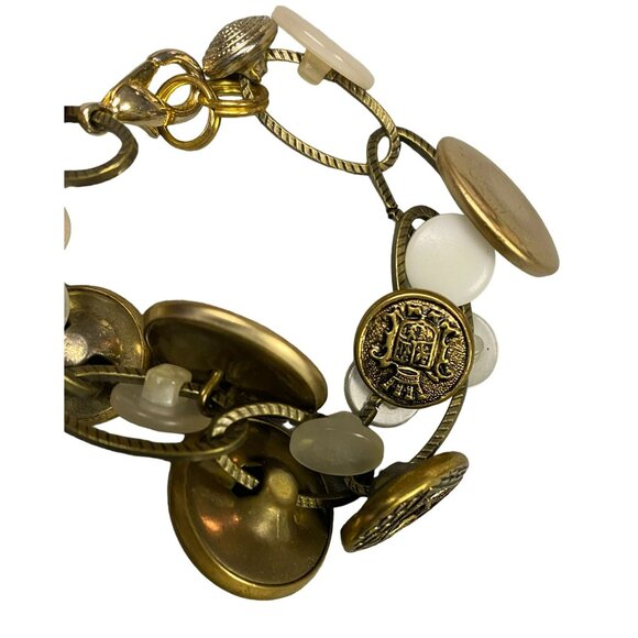Vintage Hand Made Metal Button Charm Bracelet - Picture 5 of 6